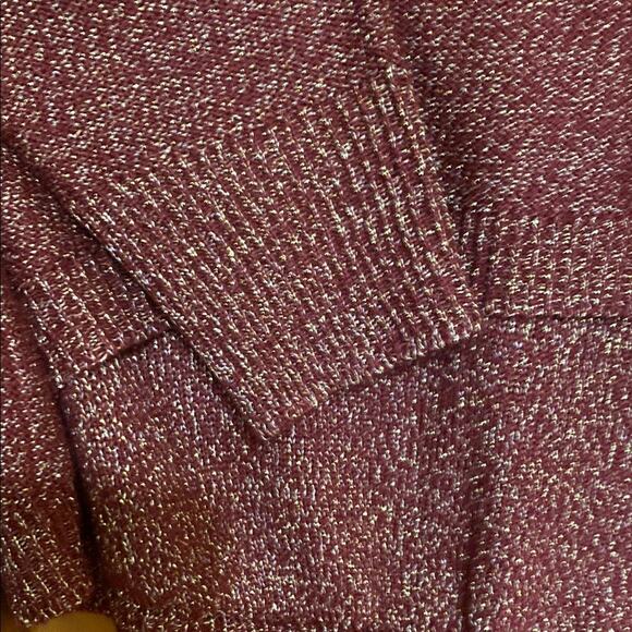 Bisou Bisou | NWOT Metallic Gold Maroon Woven Knit Sweater Zipper Details Disco - Picture 4 of 9